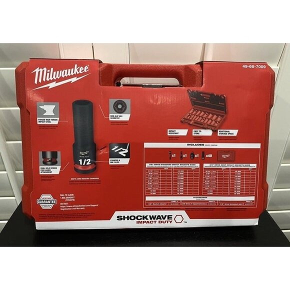 Milwaukee 49-66-7009 SHOCKWAVE 3/8" Impact Duty SAE/Metric 43 PC Socket Set - Picture 4 of 9